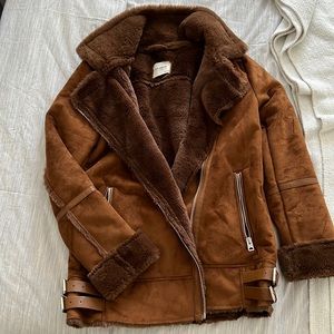 Brown Suede & Faux Fur Jacket
